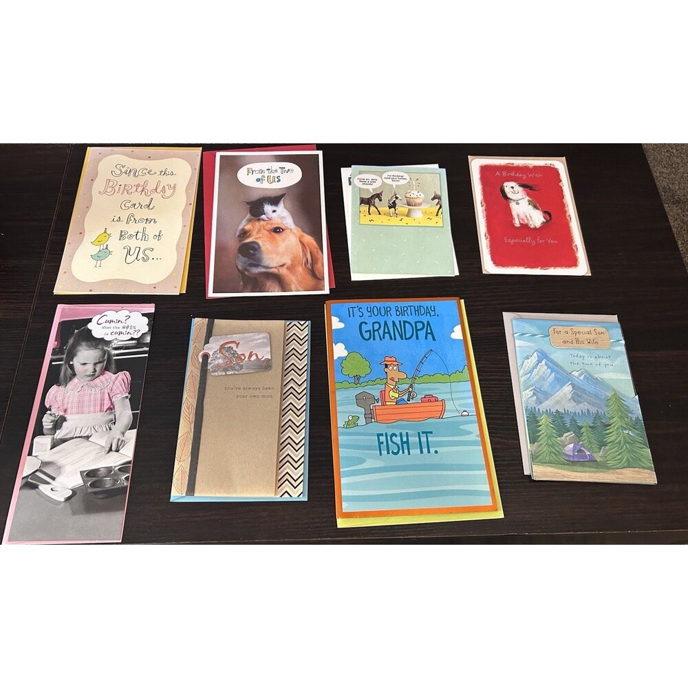 Lot of 8 New American Greetings Birthday Greeting Cards Assorted with Envelopes